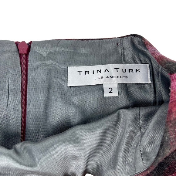 TRINA TURK TARTAN PLAID WOOL BLEND MERMAID RUFFLE TIERED SKIRT - Picture 9 of 10